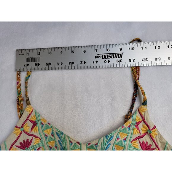 Raaga Womens Embroidered Maxi Dress Small Multicolor Bohemian Adjustable Straps - Picture 6 of 10
